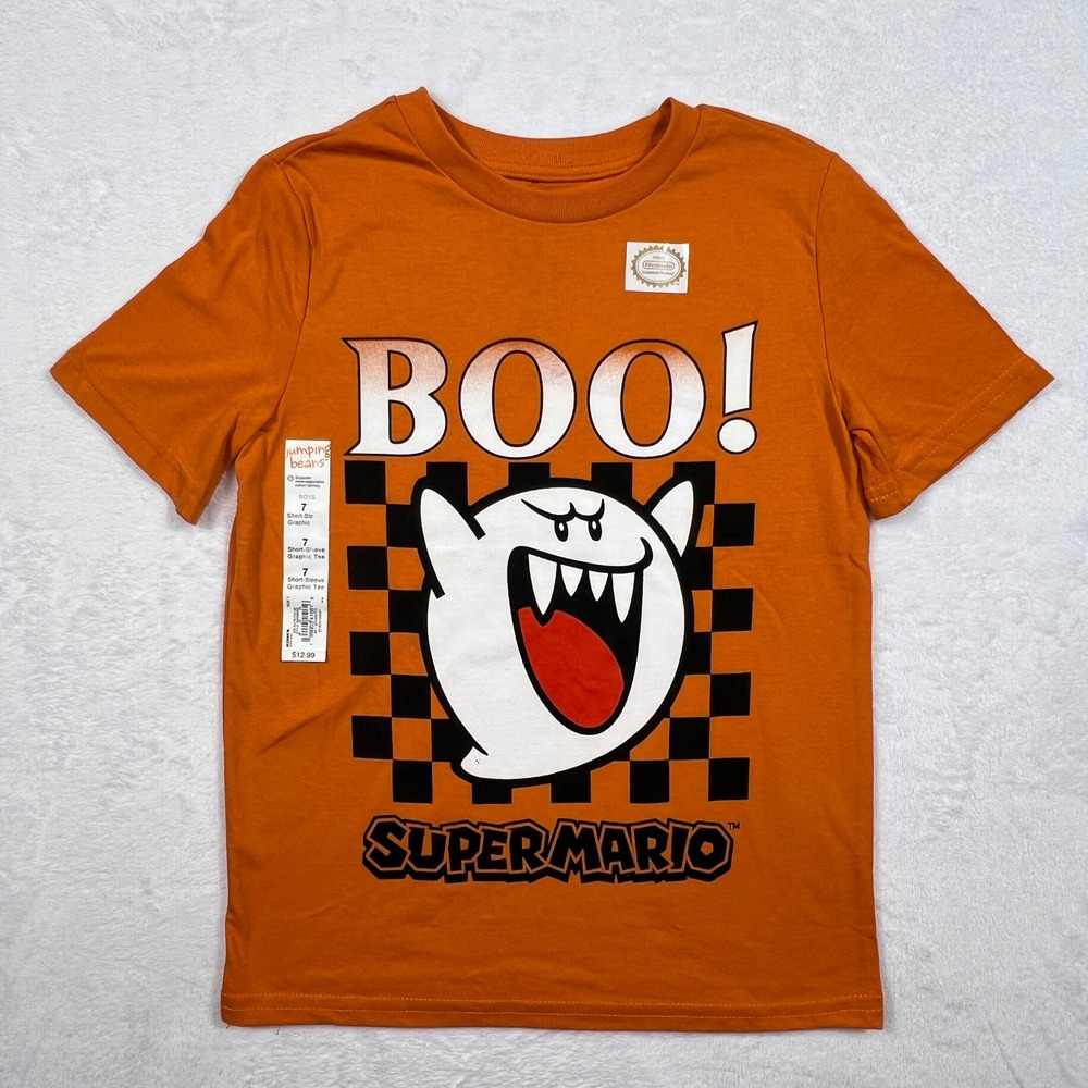 Jumping Beans Boys Super Mario Boo Ghost Graphic T-Shirt Orange Size 7 NWT